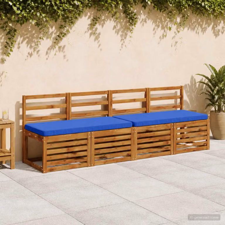 Set di 2 cuscini per panchina vidaXL VUGHT in poliestere blu con rivestimento rimovibile e resistente ai raggi UV