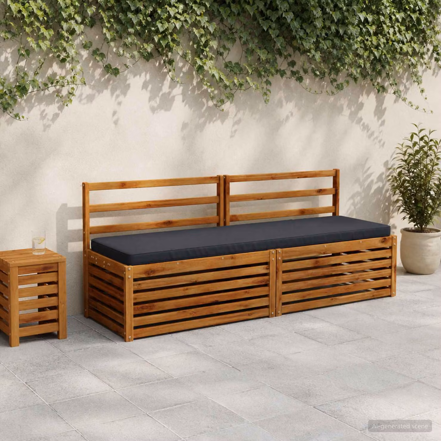 Cuscino per Panchina vidaXL VUGHT in Poliestere con Rivestimento Rimovibile e Resistente ai Raggi UV, Blu Scuro