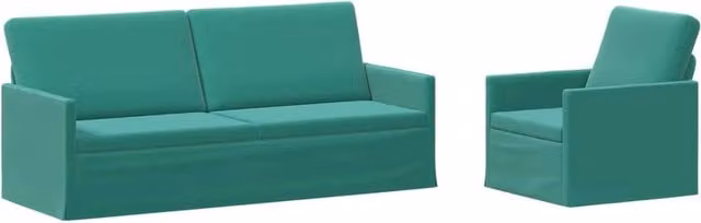 Set di 2 divani moderni vidaXL in velluto turchese con struttura in metallo