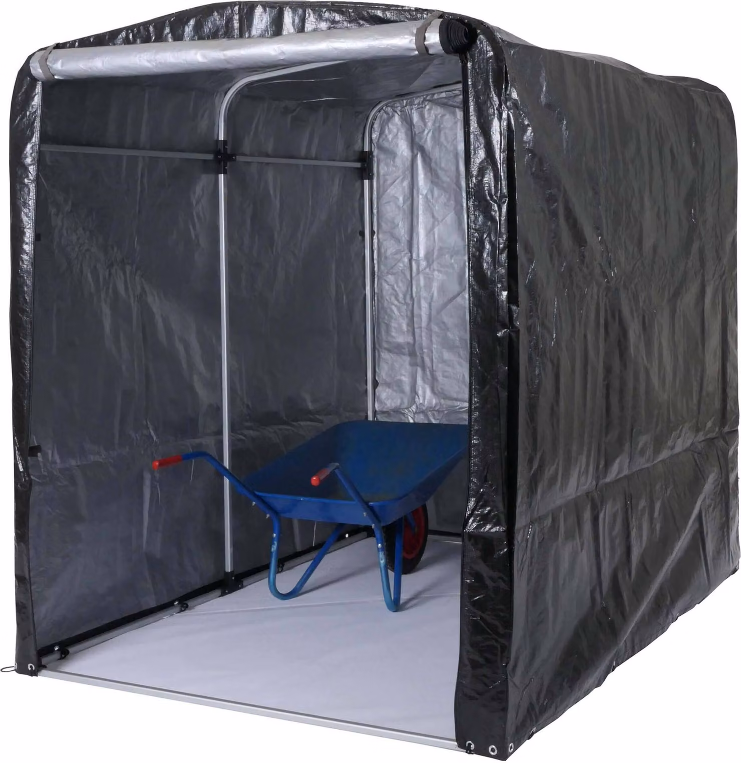 Casetta per attrezzi MCW-N61, casetta da giardino, in alluminio con protezione UV e impermeabile, 201x157x201 cm ~ antracite