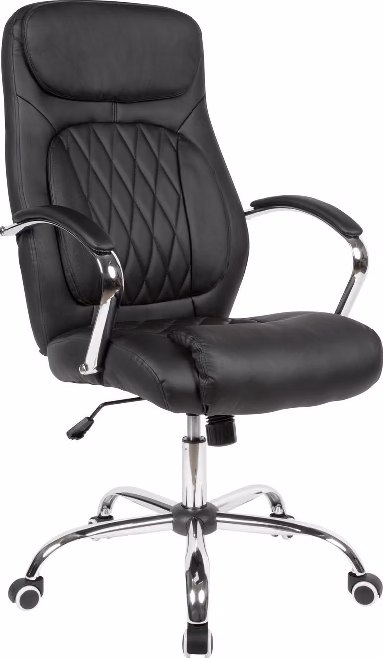 Sedia da scrivania in Pelle finta nera per ufficio girevole fino a 120 kg | Amstyle