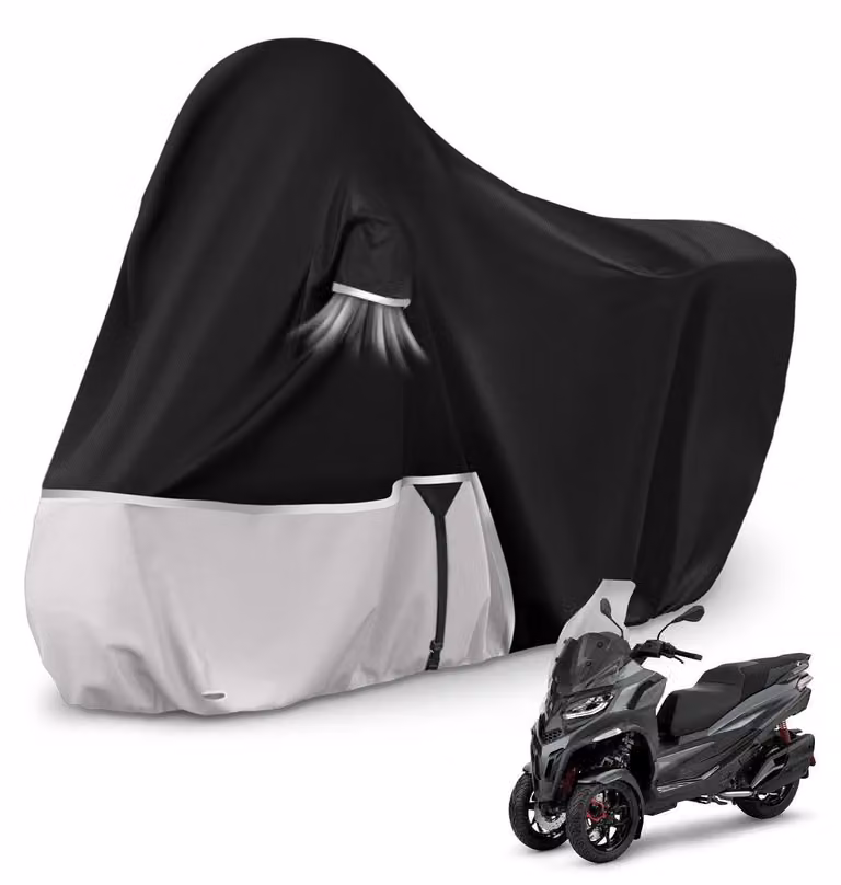 Copertura impermeabile per moto, realizzata in tessuto Oxford 420D, adatta per uso esterno e resistente alle intemperie invernali, compatibile con Piaggio MP3 400/500 (senza bauletto)