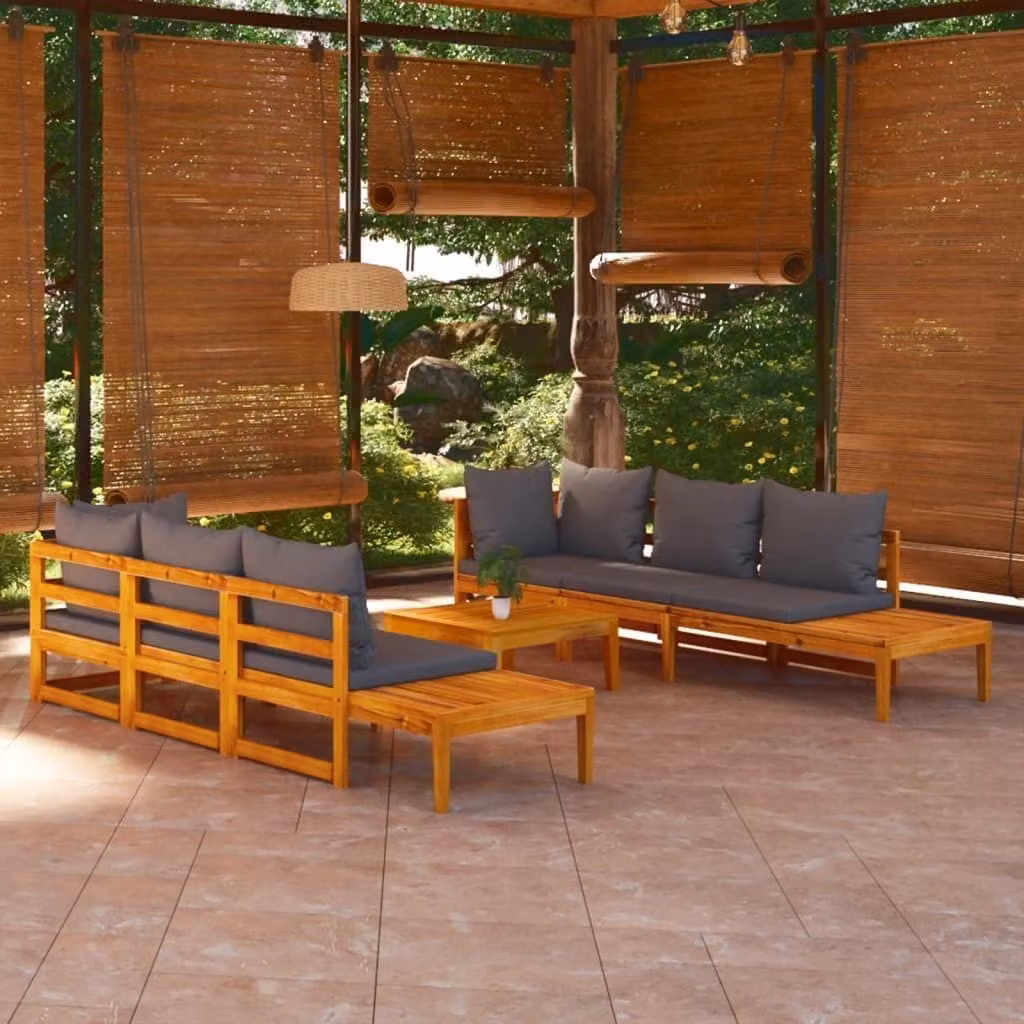 Maison Exclusive - Set da giardino da 5 pezzi con cuscini grigio scuro e struttura in legno di acacia