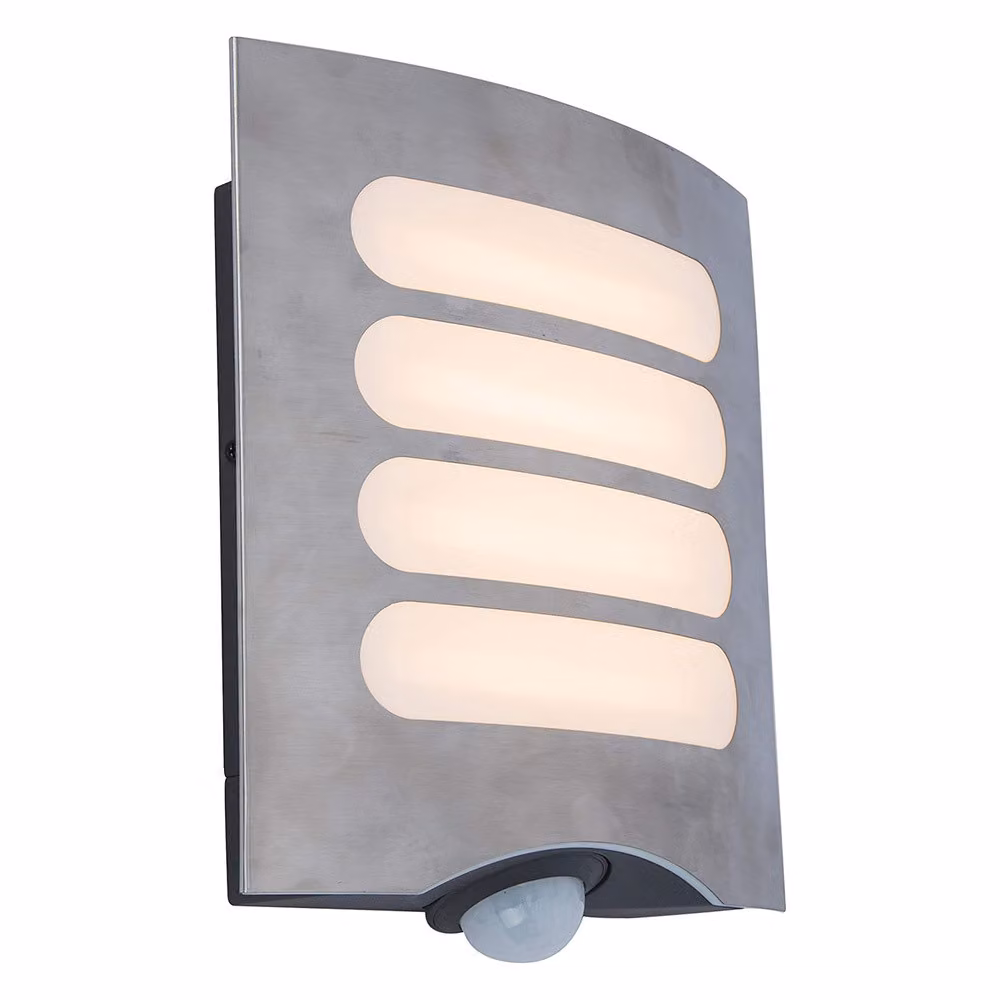 Lutec LED lampada da parete per esterni Farell acciaio inox IP44 14W 700lm bianco caldo 3000K rilevatore di movimento