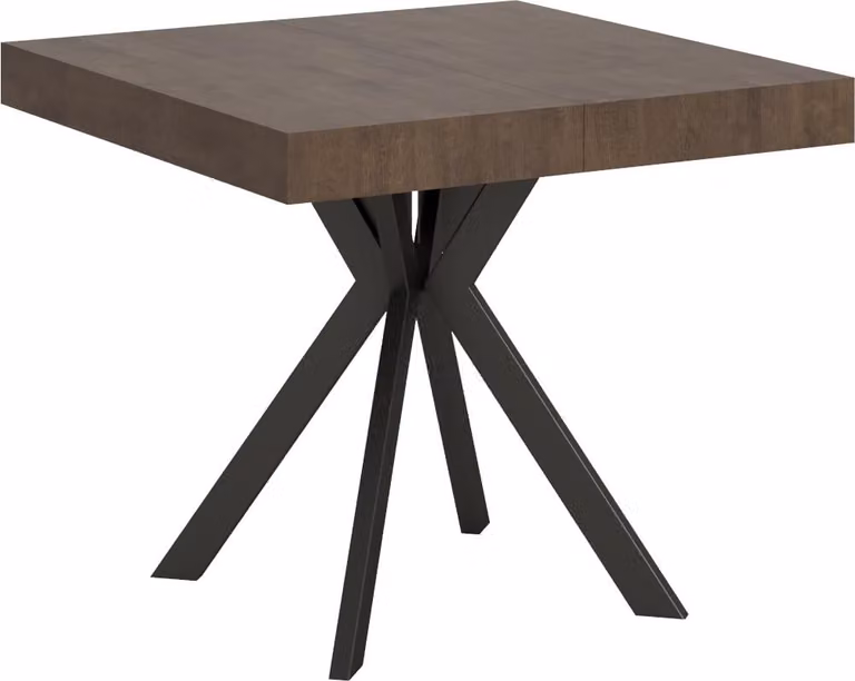 ITYHOME - Tavolo allungabile 90/194x90 cm Dolcezza noce gambe antracite