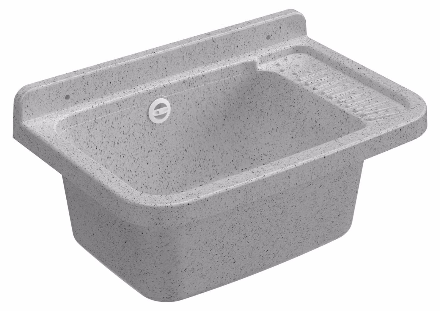 Lavabo in polipropilene da montare a parete, completo di sifone e gruppo di scarico