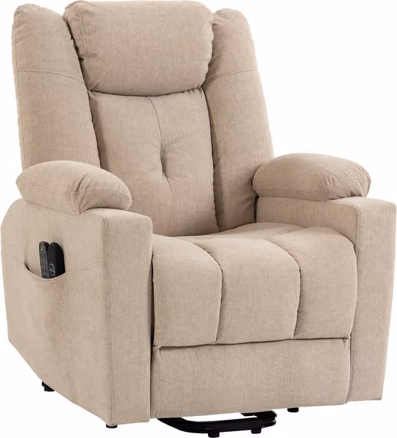 HOMCOM Poltrona relax elettrica alzapersona con massaggio, calore e velluto, bianco crema   Aosom Italy