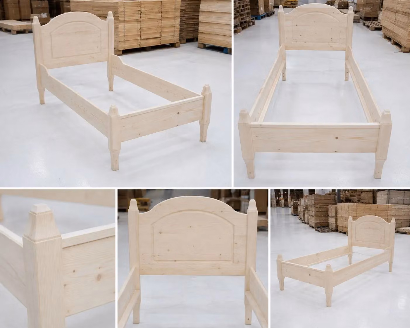 Letto singolo in legno massello di abete grezzo Mobili 2G L/P/H: 103 x 210 x 106 cm – 1