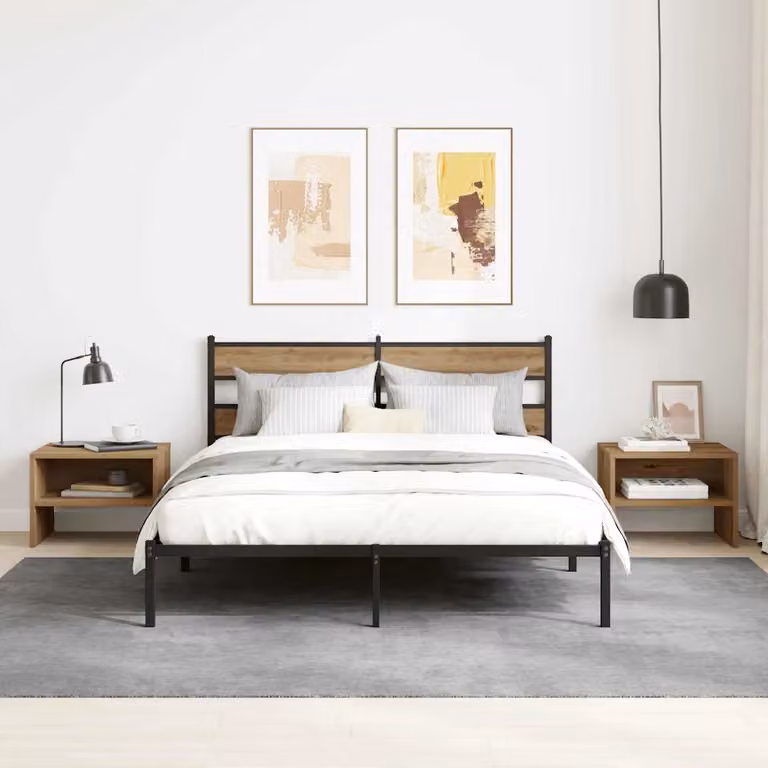 Set di 2 armadi da notte vidaXL in legno rovere marrone L 40 cm x P 30 cm x H 30 cm