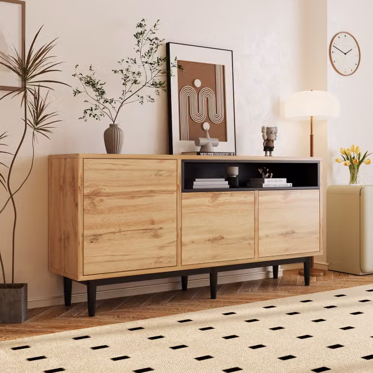 Credenza Merax "Dike" con ripiani regolabili, credenza cassettiera colore rovere selvatico