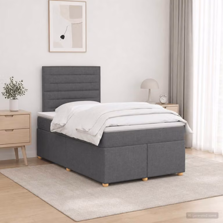 Maison Exclusive - Letto boxspring con materasso grigio scuro 120 x 190 cm tessuto
