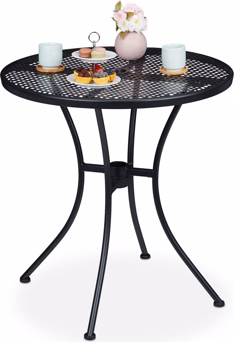 tavolo da giardino relaxdays nero rotondo 72,0 cm