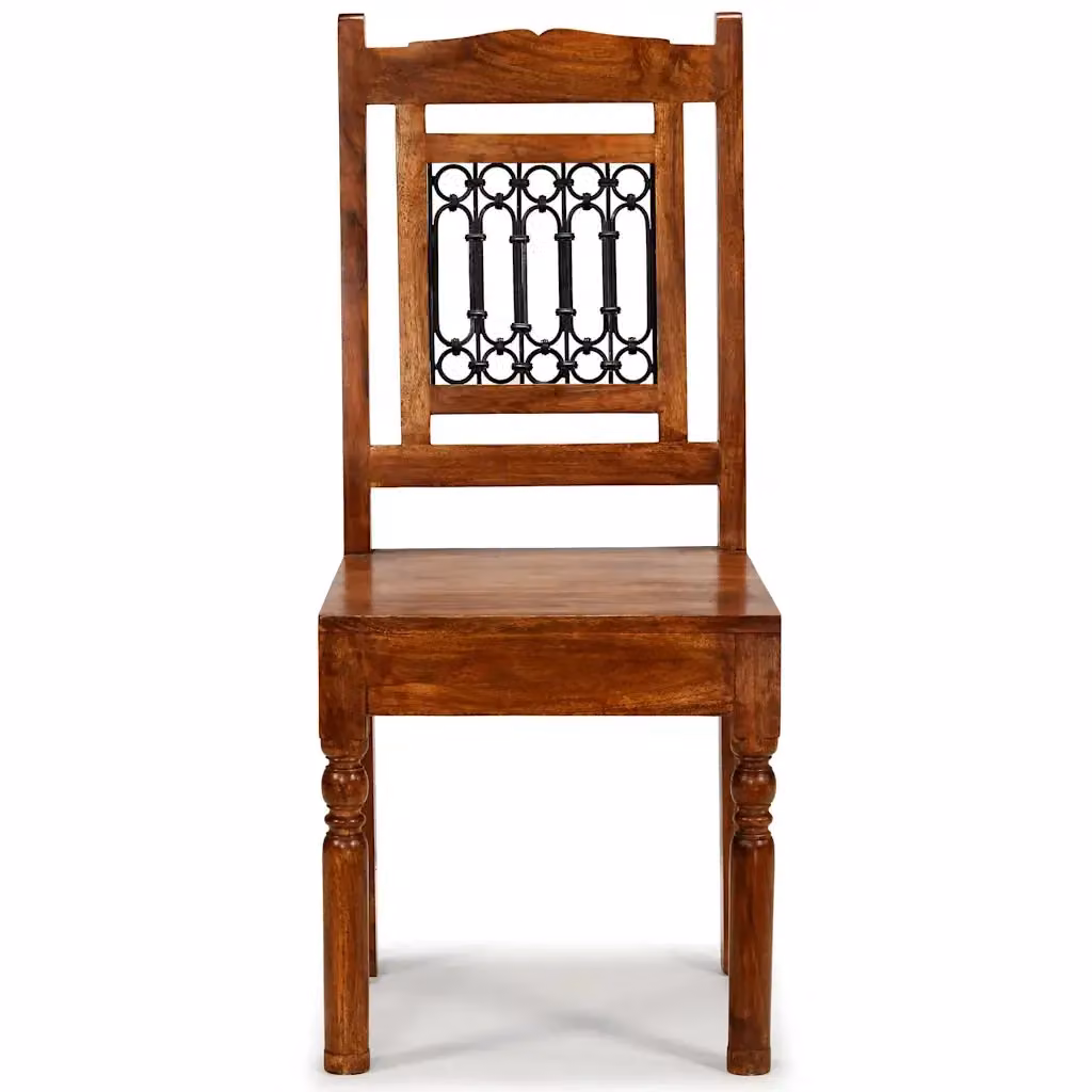 Set di 2 sedie da pranzo classiche in legno di acacia e metallo color marrone – 2