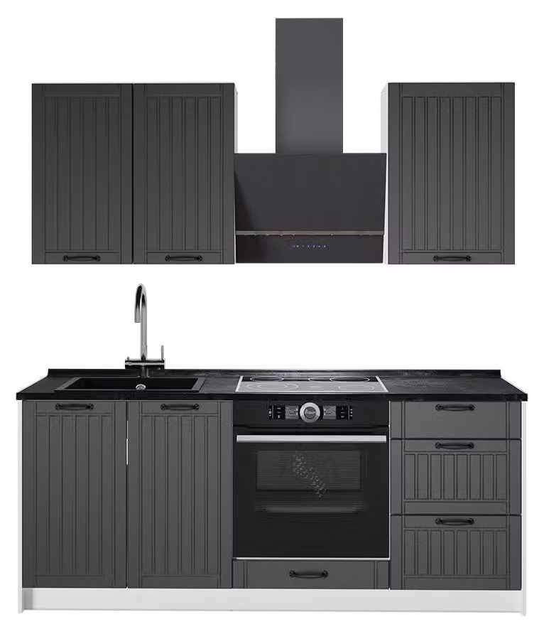 Cucina monoblocco Vicco Fame-Line Grigio scuro/Bianco 190 cm senza piano di lavoro, Model 64910
