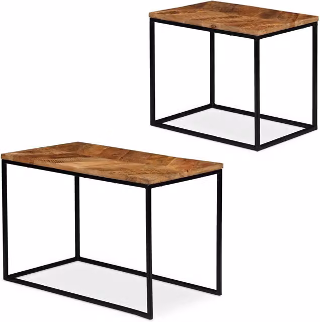 Set di 2 tavolini da caffè rettangolari decorativi 50 x 40 x 40 cm in legno di mango naturale 13_0007108