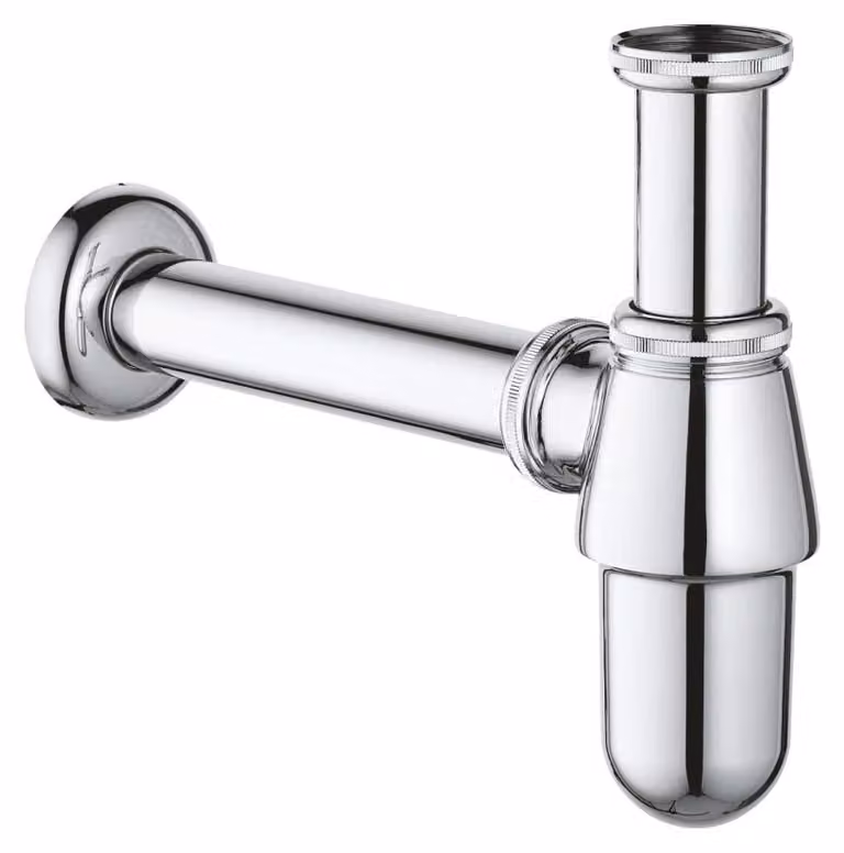 Schläfer 3439600 | Sifone Scarico Lavabo Universale a bottiglia con raccordo filettato G 1"1/4 e connessione a muro Diam. 32 mm. Finitura Cromo Resistente, Garantisce un flusso ottimale senza perdite