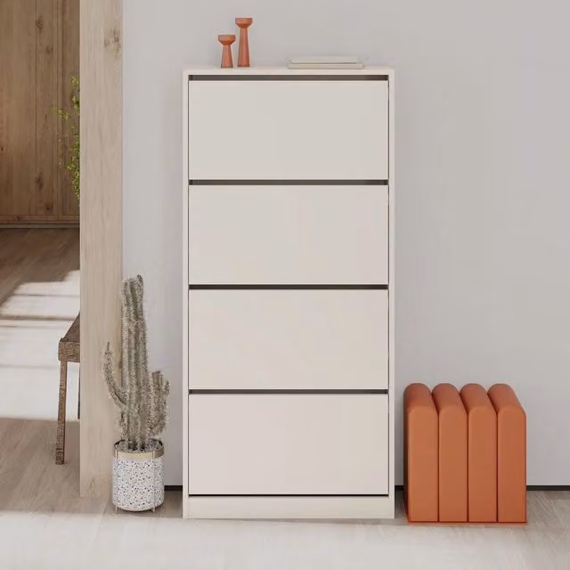 Scarpiera moderna Veriaffari con 4 ante a ribalta colore beige cashmere