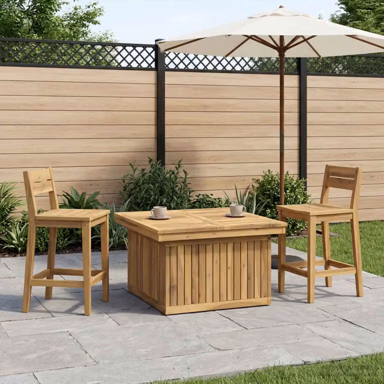 vidaXL Seduta da Giardino in Legno di Acacia Bianco e Marrone con Altezza Regolabile L: 80,5 cm, P: 80 cm, H: 75/44,5 cm