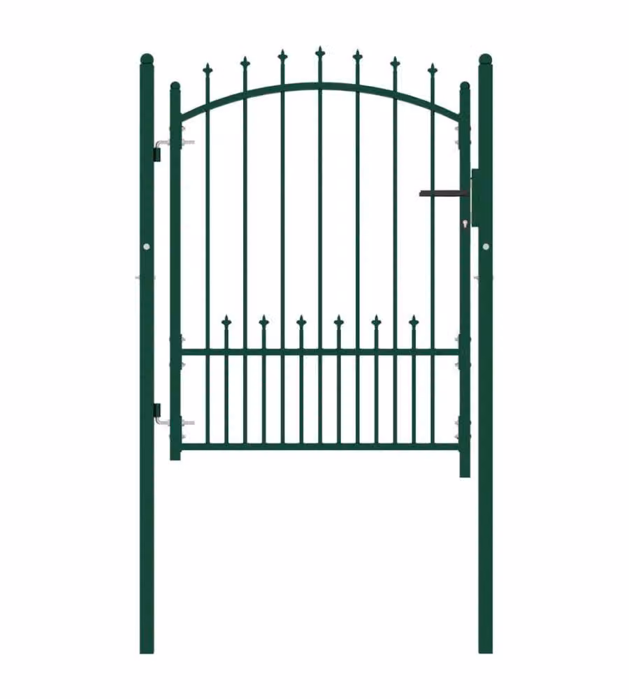 Cancello per Recinzione con Punte in Acciaio 100x125 cm Verde 146394