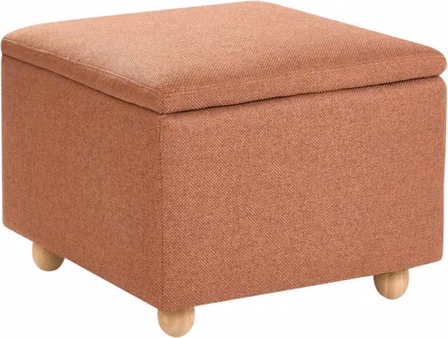 Pouf contenitore Beliani marrone dorato con finitura idrorepellente e struttura in legno, ideale come poggiapiedi o seduta per ingresso e soggiorno, L: 60 cm, P: 46 cm, H: 46 cm