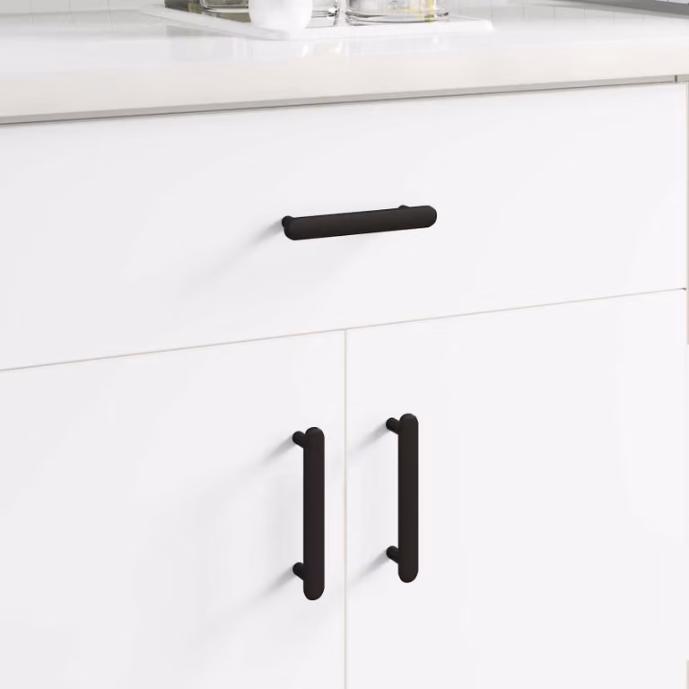 Set di 2 maniglie per armadio vidaXL in ferro nero opaco, L 12,1 cm x H 2,83 cm x P 1,66 cm