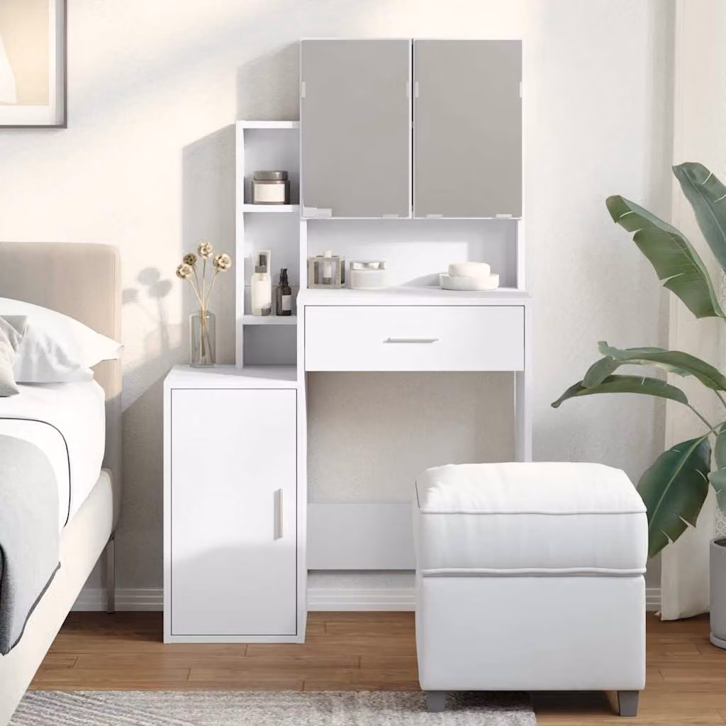 vidaXL Toeletta con Armadietto Bianco L: 80 cm, P: 35 cm, H: 132 cm
