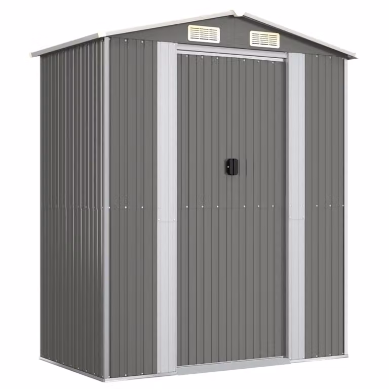 Capanno da Giardino Grigio Chiaro 192x108x223cm Acciaio Zincato