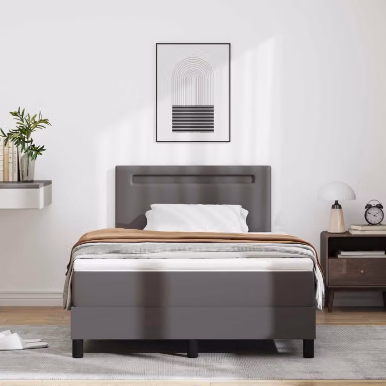 Letto a molle con materasso vidaXL in pelle sintetica Grigio L/P: 120 x 200 cm