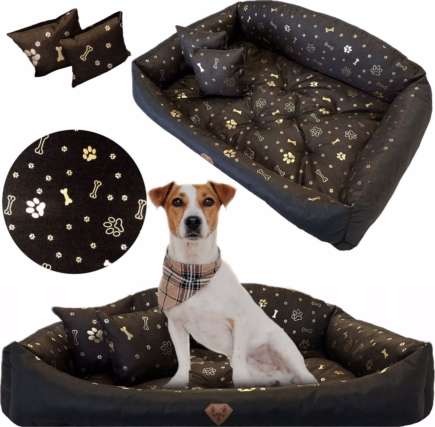 Cuccia per cani Sofa impermeabile 115x95 cm Shell Letto Cuscini Divano Poltrona Ossa Oro