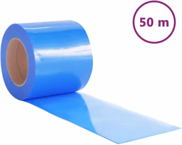 Tenda per porte in PVC blu con strisce in poliestere, isolante termica e fonoassorbente, L: 200 mm x Spessore: 1,6 mm, Lunghezza: 50 m