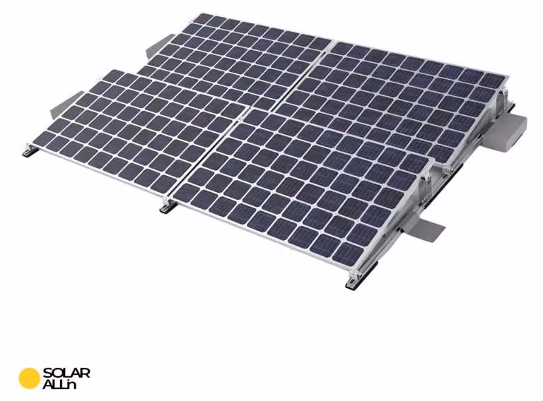 SOLAR ALLin Sistema di montaggio fotovoltaico per tetti piani per impianti solari con 4 moduli, orientamento sud e est/ovest (10°)