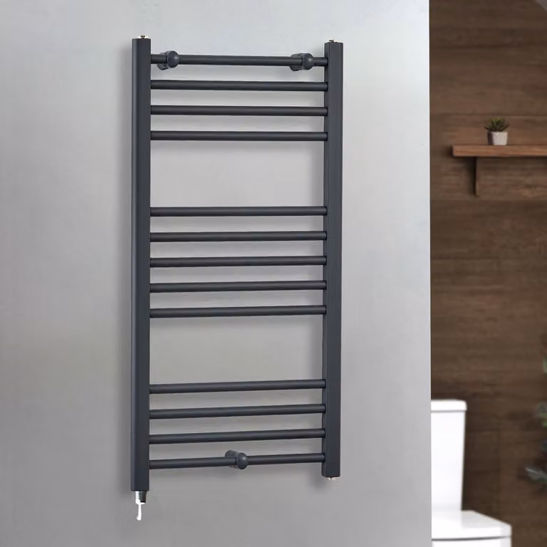Scaldasalviette Elettrico con Elemento Semplice Cablato & Copricavo - 1200mm x 300mm  - Bianco – Kent - ECOSO by Hudson Reed