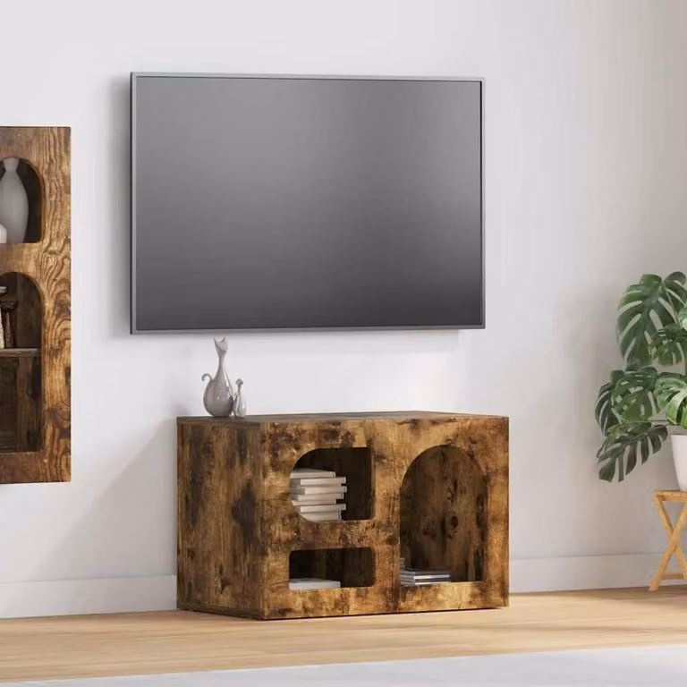 Mobile TV stand vidaXL ELST in legno ingegnerizzato rovere fumé, L 60 cm x P 35 cm x H 40 cm