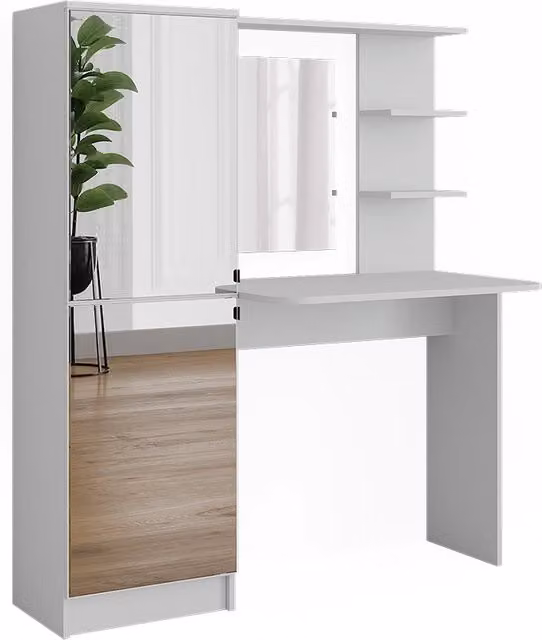 Tavolino da toilette Jasmin Bianco 123 cm con specchio Vicco