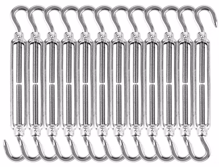 Elzusha - Set di 12 morsetti per cavi in acciaio inossidabile M8 x 192 mm con ganci