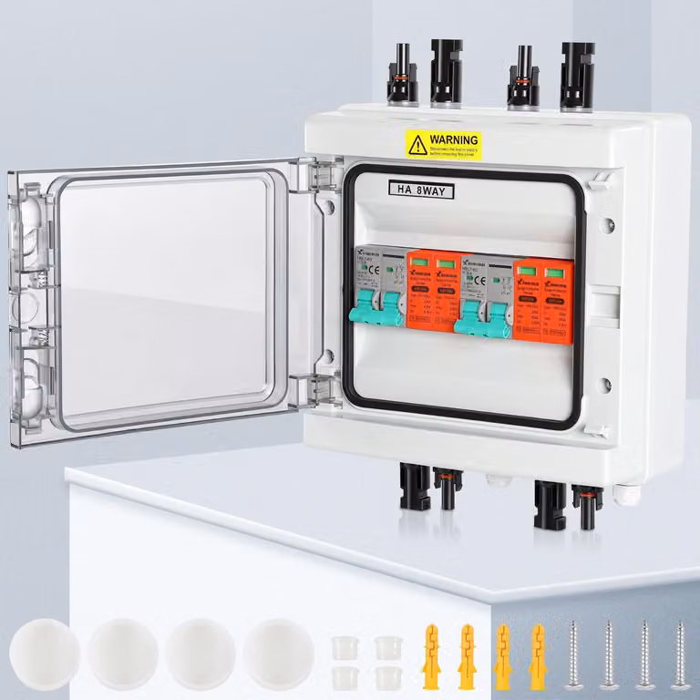 Izrielar Scatola di collegamento solare DC 2 stringhe 1000V 32A Protezione da sovratensione PV Fotovoltaico IP65 Scatola di collegamento generatore 8 moduli Spina solare Impianto fotovoltaico