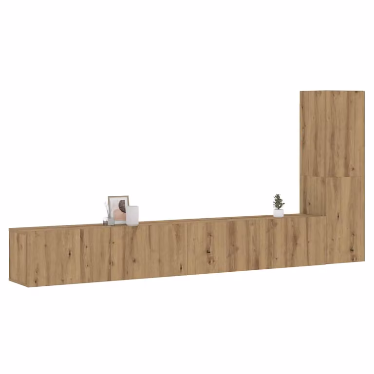 Set di 3 mobili TV da parete vidaXL in legno Rovere marrone con design moderno per il tuo soggiorno, L: 110 cm, P: 30,5 cm, H: 30 cm