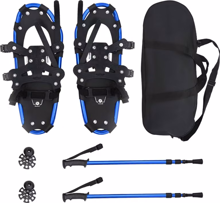 Racchette da neve 3 in 1 con bastoni da trekking Blu e Nero