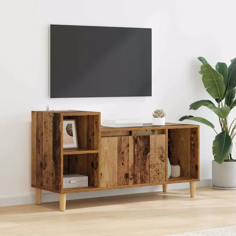 Mobile TV vidaXL in legno vecchio marrone, L 100 x P 35 x H 55 cm