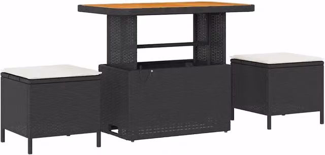 Set da Pranzo per Giardino | Set Salotto da Giardino Nero polyrattan
