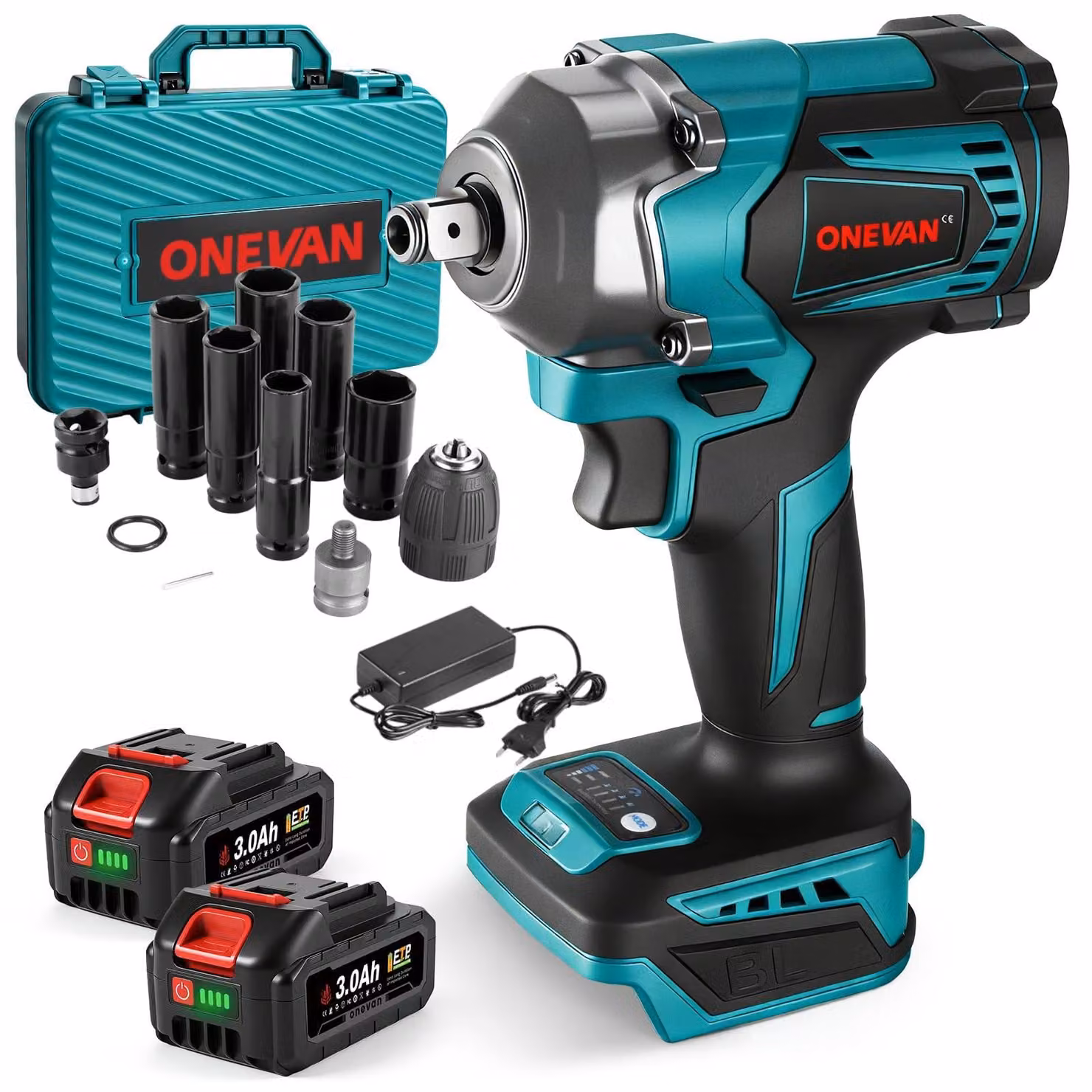 Avvitatore a percussione Accu da 20 V - Coppia di 700 Nm - 4 velocità - Colore: turchese