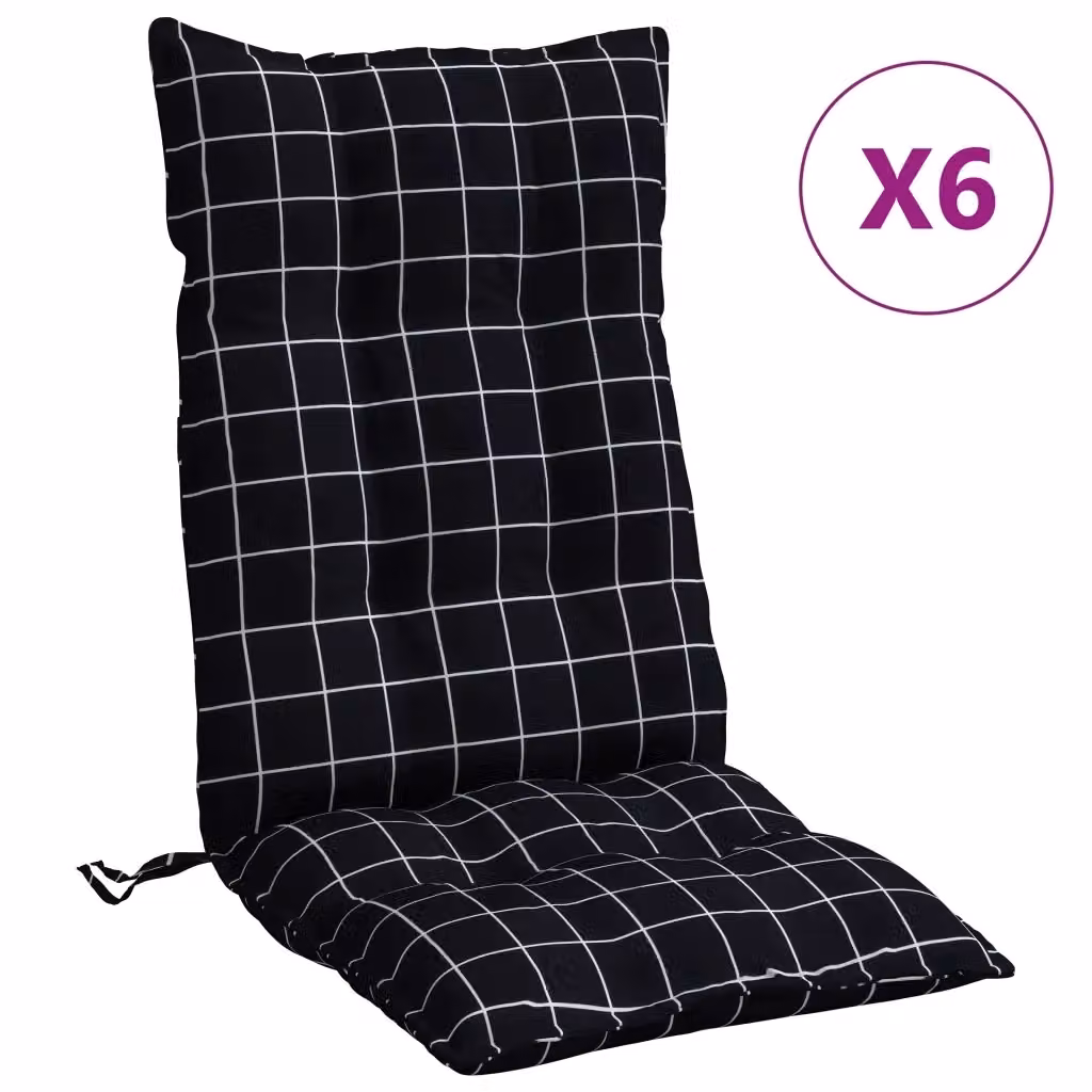 Set di 6 cuscini per schienale alto vidaXL, colore nero, in tessuto Oxford impermeabile e traspirante – 2