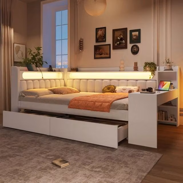 divano letto imbottito mdf multistrato bianco 140 x 200 cm