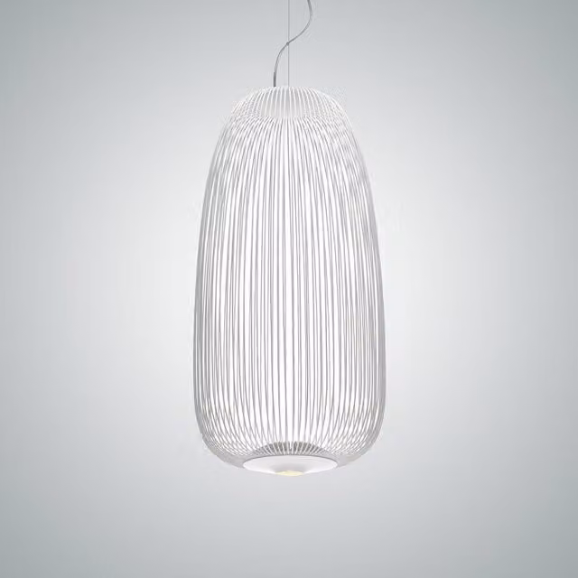 Lampada a sospensione Foscarini Spokes 1 LED bianca dimmabile con altezza regolabile