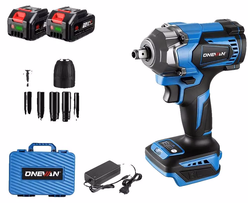 Avvitatore a impulsi elettrico, coppia di 1200 Nm, batteria ricaricabile, set con 2 batterie