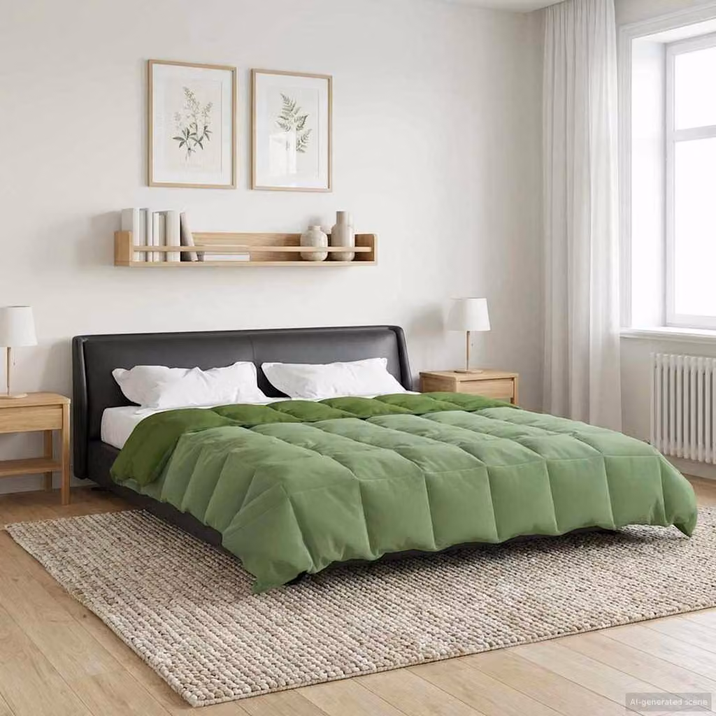 vidaXL Piumone Invernale Verde in Microfibra Traspirabile e Reversibile L/P: 220 x 260 cm
