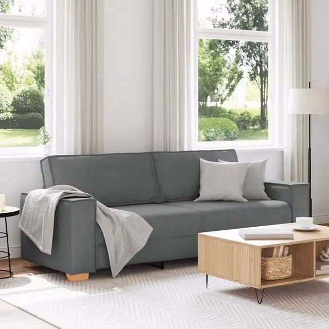 Divano a 3 Posti-Sofa 3 Posti Grigio scuro 180 cm in tessuto