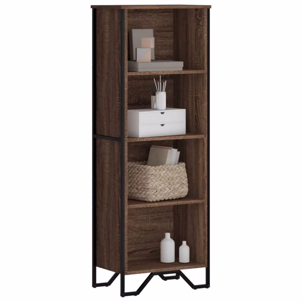Libreria moderna vidaXL in legno e metallo color rovere marrone, L 50 cm x P 31 cm x H 137,5 cm