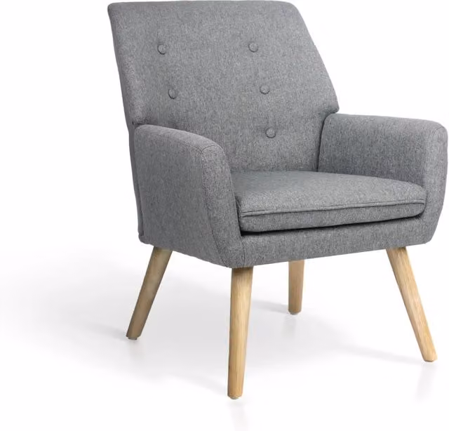 Poltrona Hispanohogar tessuto grigio con gambe Hispanohogar legno 81x64x69