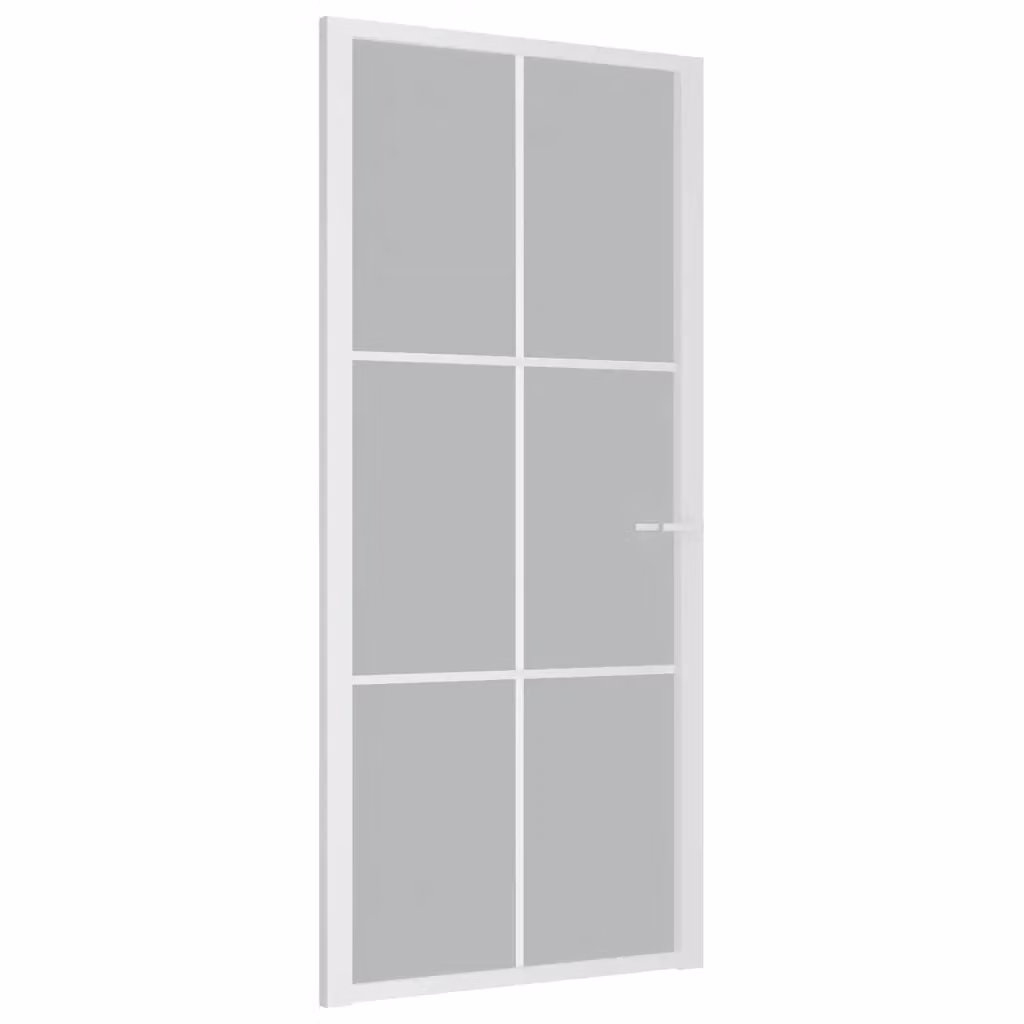 Porta Interna Scorrevole vidaXL in Vetro Trasparente e Alluminio Bianco, L: 93 cm, H: 201,5 cm – 2